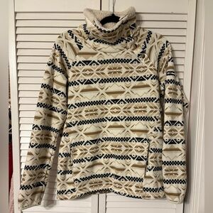 Columbia Women's Cowl Neck Sweater - Cream, Black, and Brown